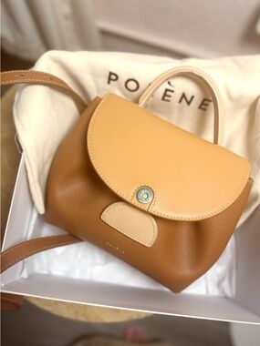 Polene Two-Tone Tan and Cream Top-Handle Satchel